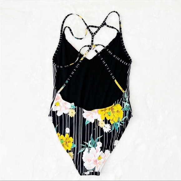 NWT Urban Outfitters Out From Under Floral Striped Strappy One Piece Swimsuit - Picture 5 of 7